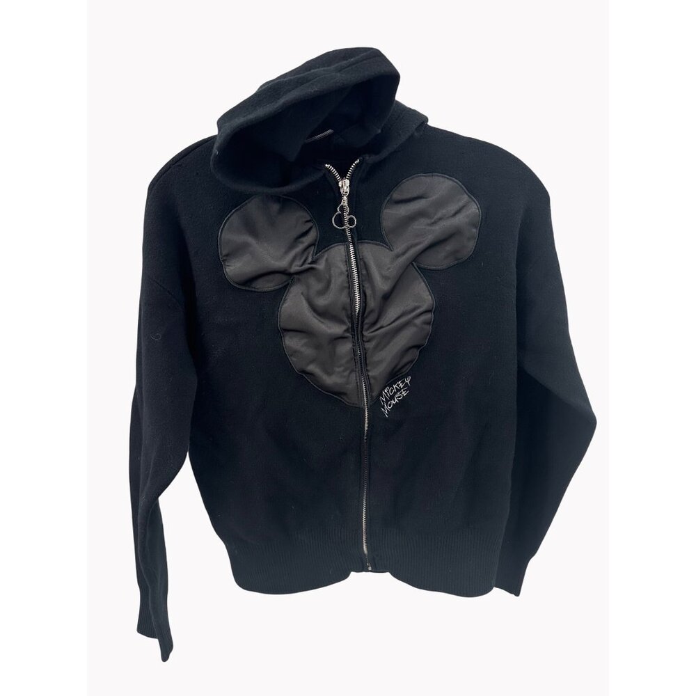 Disney Women’s Medium Mickey Mouse Hoodie Black Embroidered Sweater As-Is